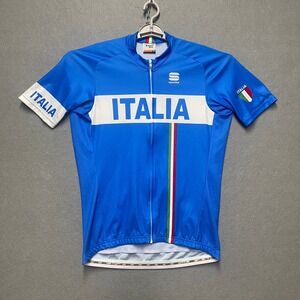 Italy Italia Cycling Jersey Mens 3XL Blue Sportful Trikot Italian Flag Full Zip
